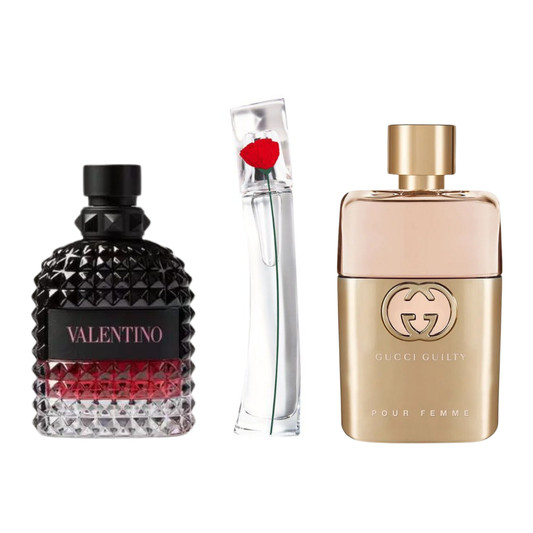 Conjunto de 3 perfumes 3 Gucci Guilt, Valentini Intense, Flower Kenzo 100ml